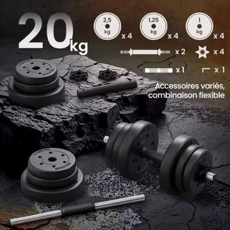 Set d'Haltères 2-en-1 - Jusqu'à 10kg et 15kg